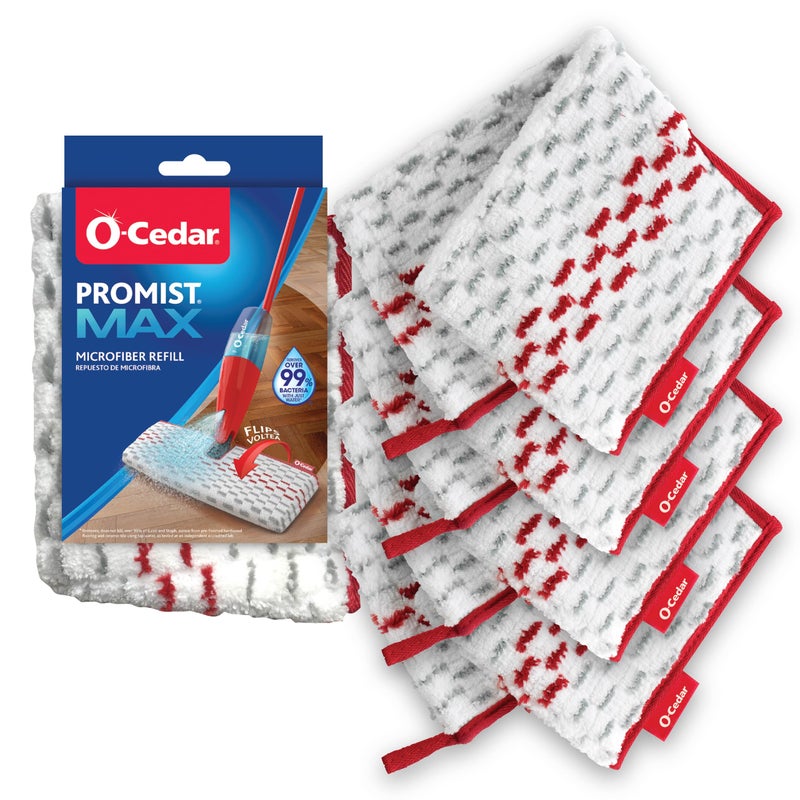 o cedar O-Cedar Genuine ProMist MAX Spray Mop Head Replacement (Pack of 4) | Machine Washable | Reusable | Microfiber Refill | Removes 99% of Bacteria - Image 1